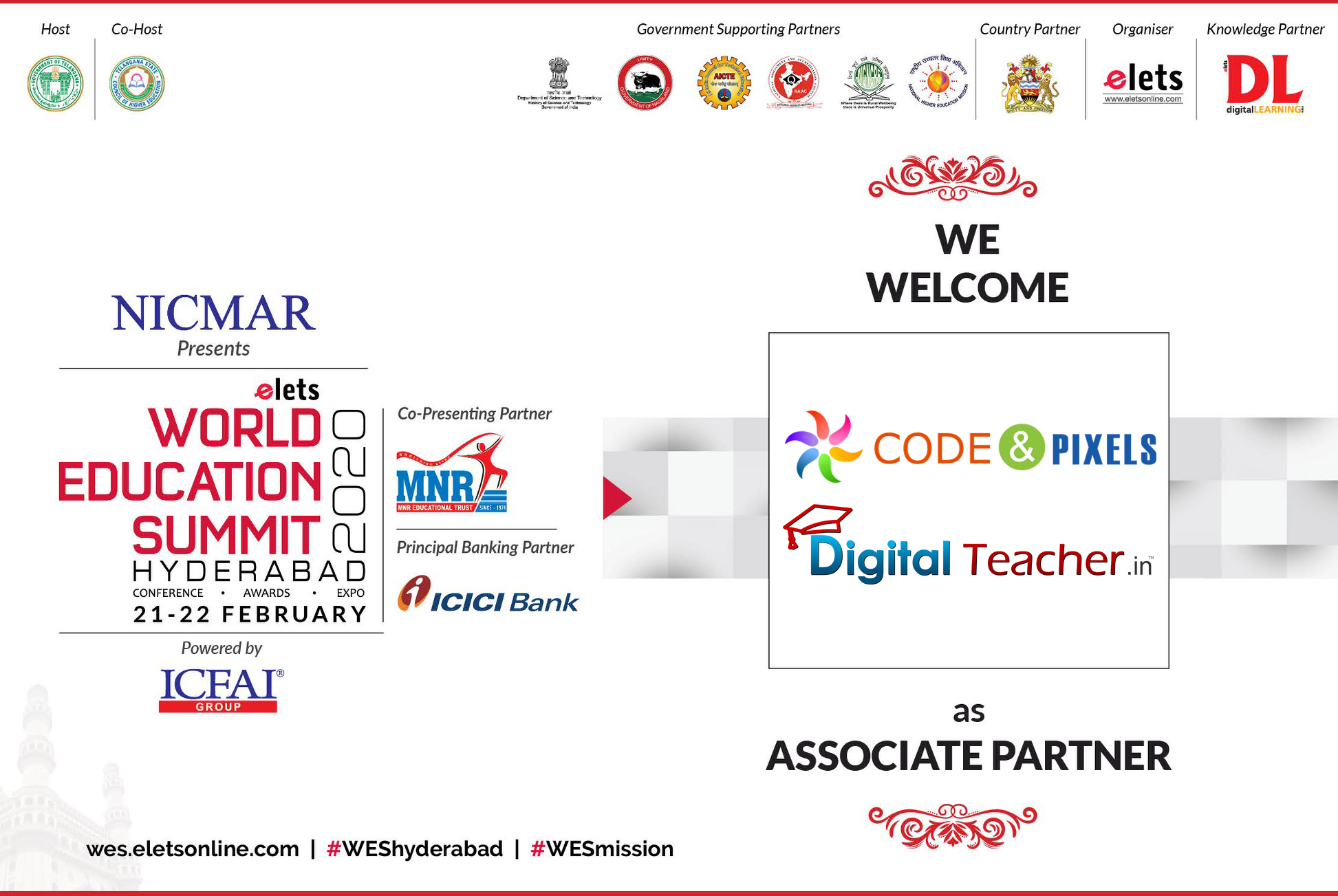 Digital Teacher is an associate partner of 16th Edition of World Education Summit (WES), Indiaâ€™s biggest event on Innovation in Education, Hyderabad